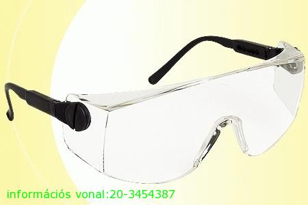 Lux Optical Verilux állítható szárú és dőlésszögű munkavédelmi védőszemüveg, víztiszta, karc-és prámentes lencsével, oldalvédővel 60332-es