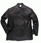Portwest gasztro ruha, Somerset szakácskabát (séfkabát) fekete és királykék színben, gombos kivitelben, kiváló ár/érték arányú hosszú ujjú modell. C834y