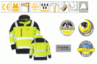 TELEPORT sárga/fekete Softshell munkavédelmi kabát, extra lélegző és vízálló külső, puha thermo belső