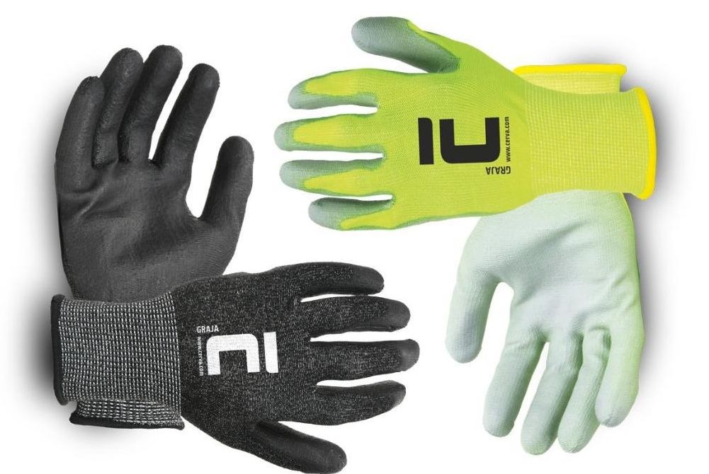 C01130124xx xxx_GRAJA BLACK/YELLOW kötött, PU tenyéren mártott kesztyű