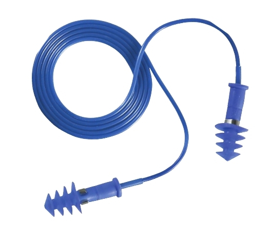 Lamellás kék, zsinóros, detektálható TPR füldugó szárában acél jelzővel, mosható (SNR 30dB) 30212-es