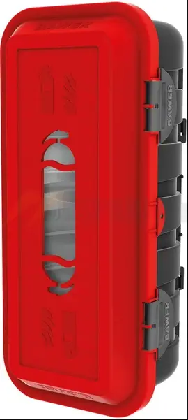 Tűzoltó készülék tartó doboz piros-fekete, KDK poroltó, porral oltó, porraloltó1