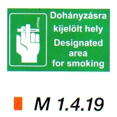 Dohányzásra kijelölt hely (magyar-angol nyelvű) m 1.4.19
