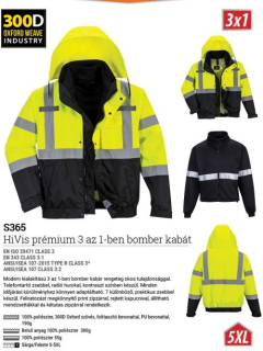 S365 - HIVIS PRÉMIUM 3 AZ 1-BEN BOMBER munkavédelmi kabát
